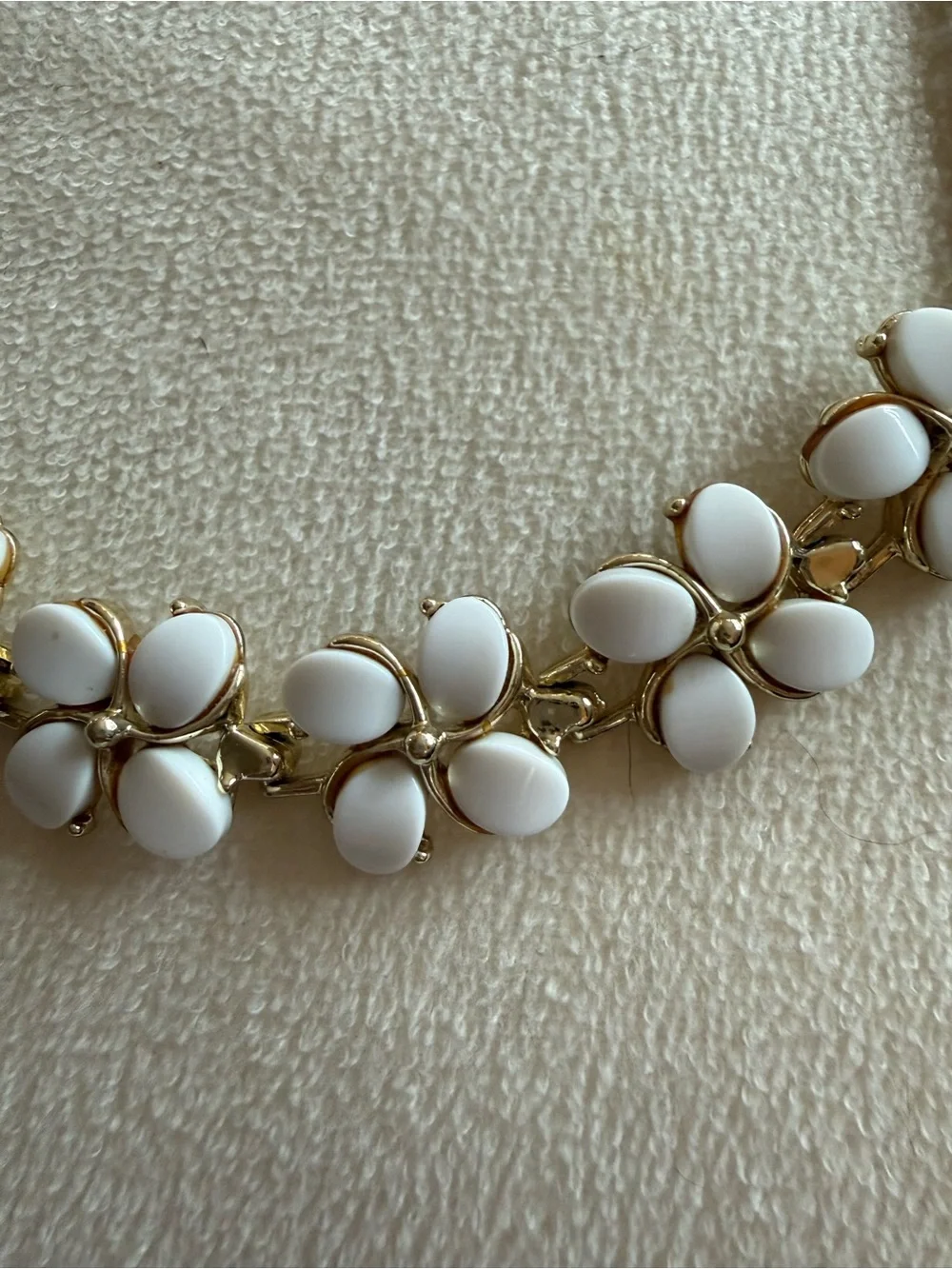Gold-Tone White Floral Statement Necklace